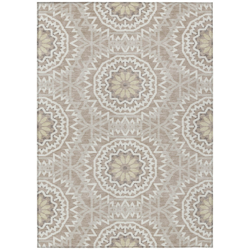 Kawon Geometric Indoor / Outdoor Rug, Rectangle 5' x 7'6"
