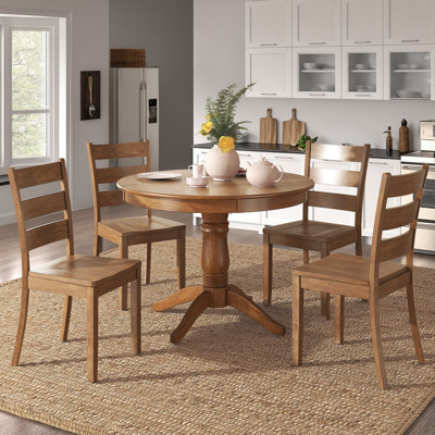 Alexa-Mae 4-Person Solid Wood Pedestal Dining Set