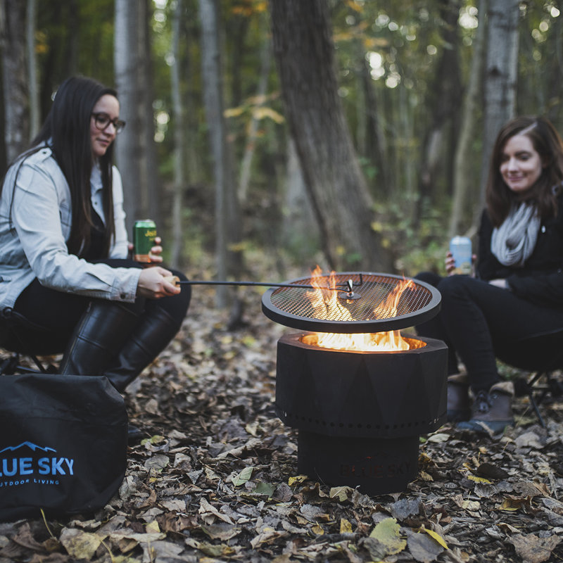 Black Steel Smokeless Portable Fire Pit with Carrying Bag