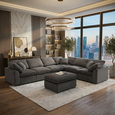 Modular Sectional Sofa Modern Oversized Chenille Cloud Couch