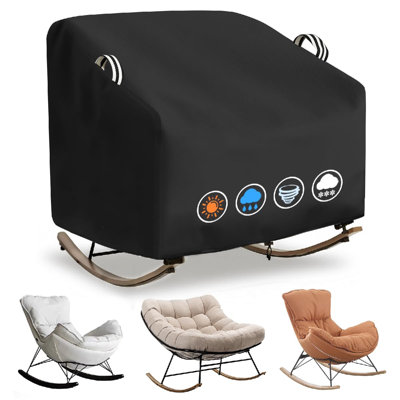 Waterproof Patio Outdoor Papasan Rocking Chair Cover,41"Wx45"Dx31"H Black