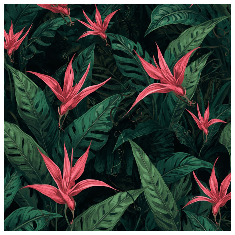 Pink Tropical Flowers Comforter, Queen