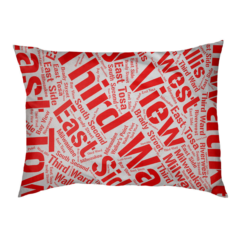 Coussin de chien « districts », Rouge, Très grand (H 17 po x l 50 po x P 40 po), Milwaukee