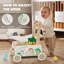Poussette en bois en bois avec centre d'activités pour la ferme, trotteur à vitesse réglable avec xylophone, jeu de carotte et trieur de forme