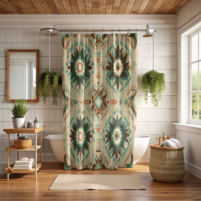 Rideau de douche Boho Earthy - Premium, H 74 po x l 71 po