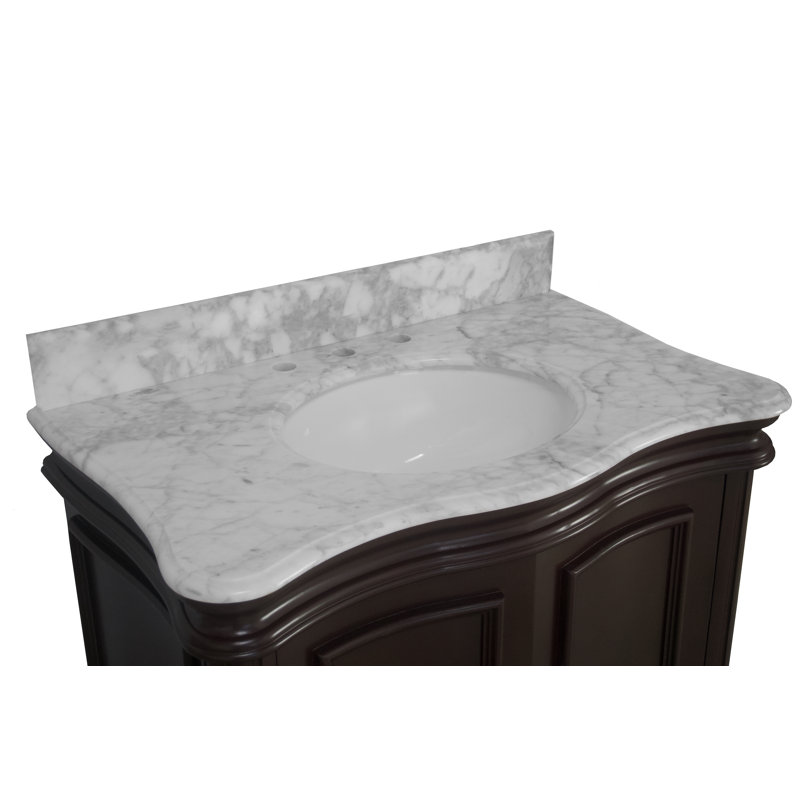Ensemble de meuble-lavabo simple 36 po Twain, Chocolat, Marbre de Carrare