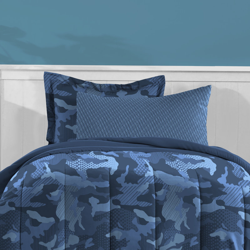 Full Blue Microfiber Reversible Kids Bed in a Bag Set