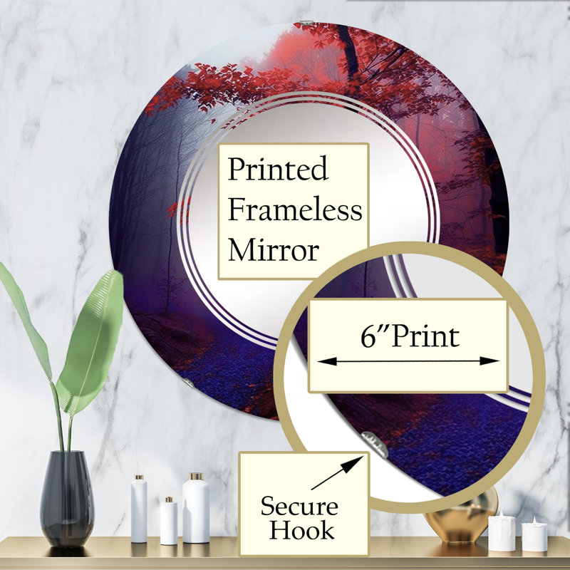 Sharber - Miroir mural rond forêt, 32 po x 32 po