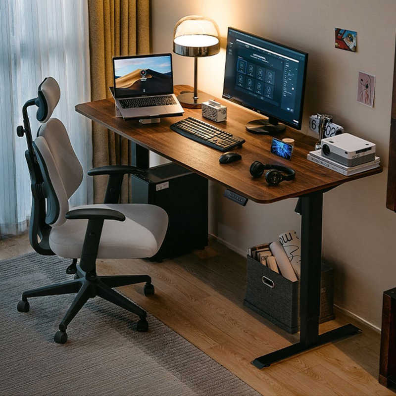Bureau debout rectangulaire en bois massif noyer, H 46,06 po x l 47,24 po x P 23,62 po