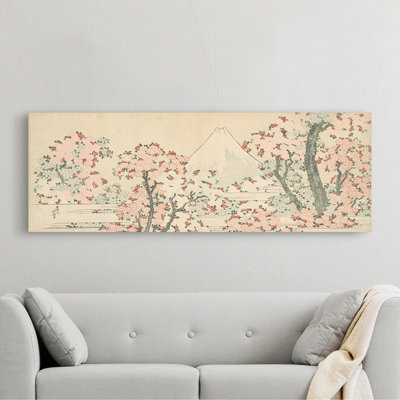 Mount Fuji With Cherry Trees In Bloom by Katsushika Hokusai - No Frame Print on Canvas