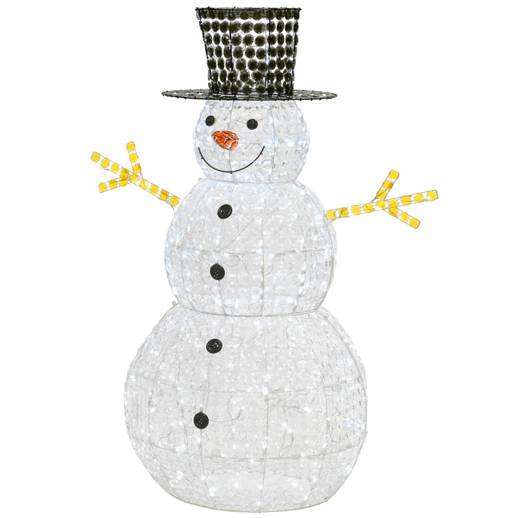 71'' LED Lighted White Iridescent Twinkling Snowman Outdoor