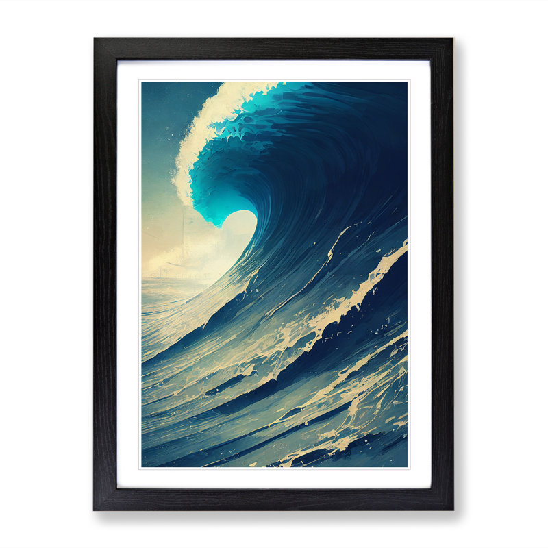 Wave Vol.3 - Single Picture Frame Painting, 64cm H x 46cm W x 2cm D, Black