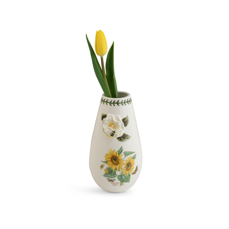 Classic Ceramic Sunflower Bud Vase with Botanical Theme