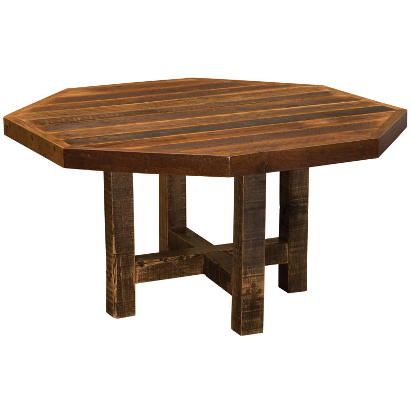 Fireside Lodge Barnwood Octagon Dining Table - 54-inch - Artisan Top