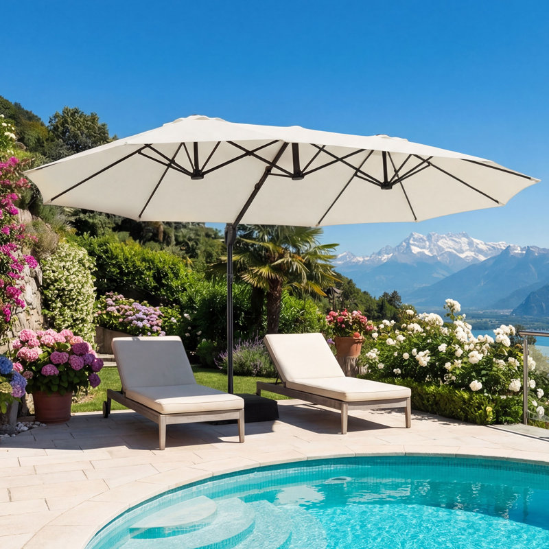 Parasol en porte-à-faux 13 pi avec base, Beige