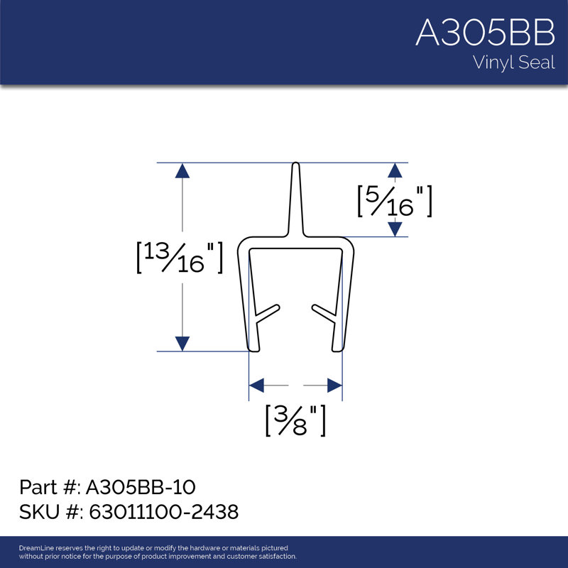 Vinyl Seal Door Sweep, 0.81" H x 1" W x 96" D