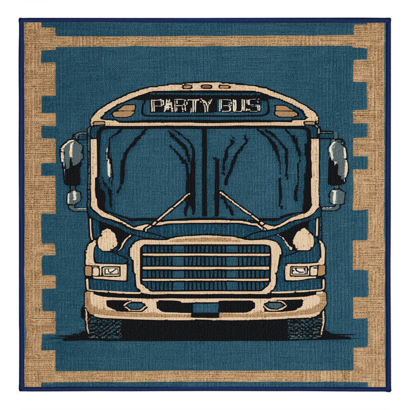 Machine Washable Transportation Gray Area Rug, Square 5'