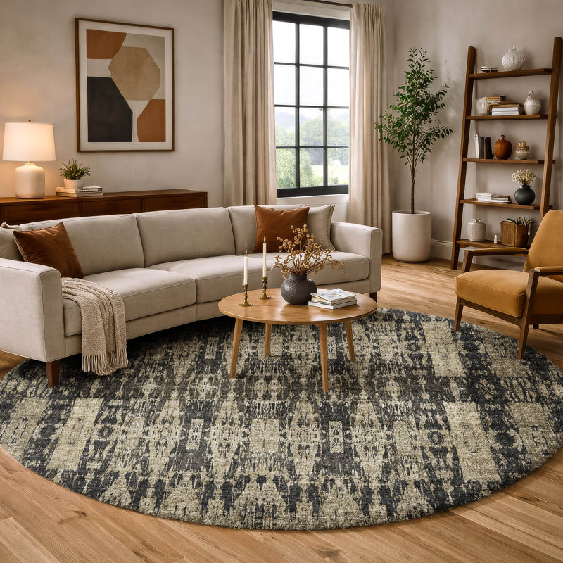Tapis marocain de qualité supérieure lavable à la machine Dream Shag ADS580, Black, 8' Round