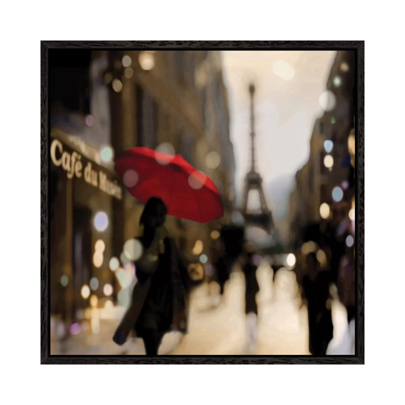 A Paris Stroll by Kate Carrigan - Print on Canvas, 45.72 cm H x 45.72 cm W, Black Framed Canvas