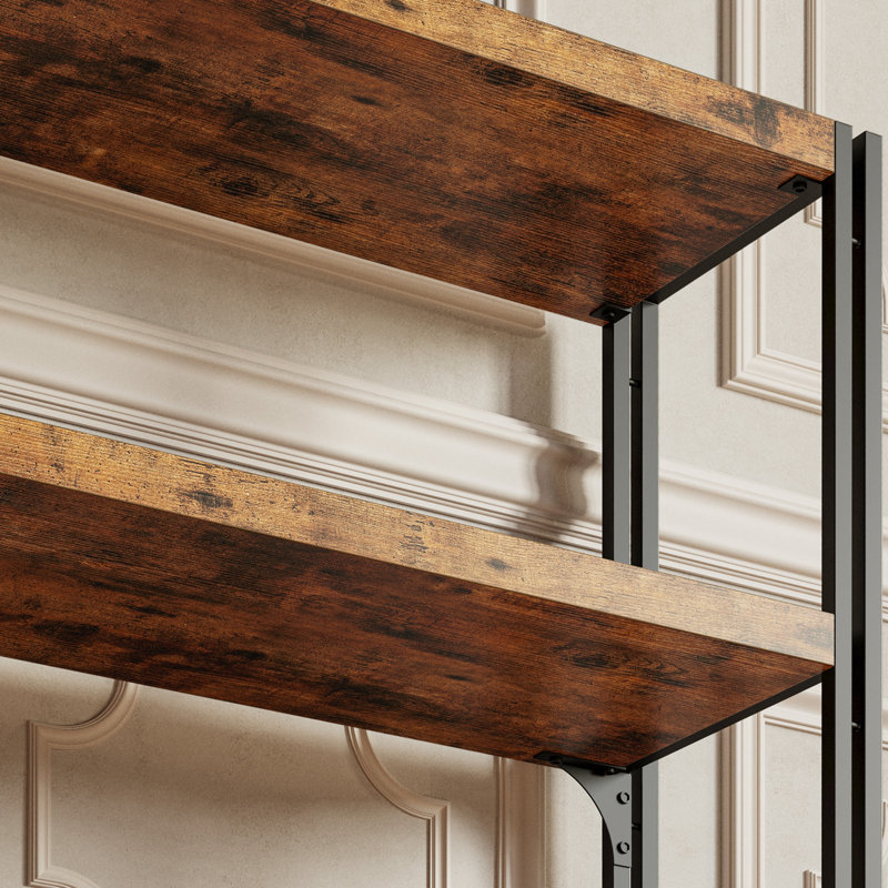 Industrial Bookcase for Living Room, (3 Shelves) 35.4” H x 43” W x 11.8”D, Brown
