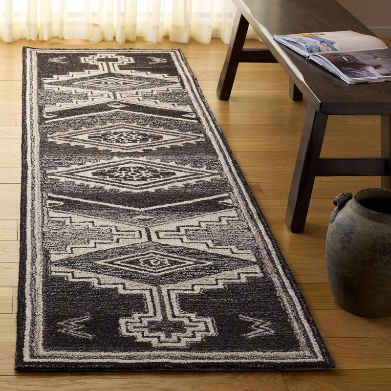 Tapis marocain en laine / coton touffeté à la main Kenya Kenya brun / ivoire, Tapis de couloir 2 pi 3 po x 8 pi