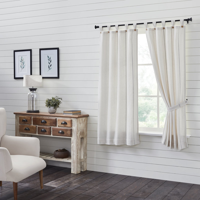 Panneau de rideau simple obscurcissant 100% coton Azura, Blanc / gris, L 36 po x L 63 po