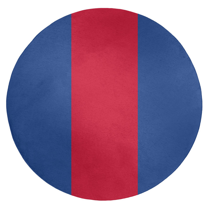 Bleu/rouge tissé à plat tapis décoratif, Rond 5 pi