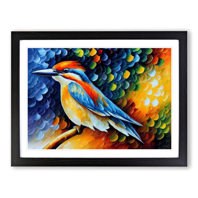 Kingfisher Bird Vol.2 Abstract - Framed Print, Black, 25cm H x 34cm W x 2cm D