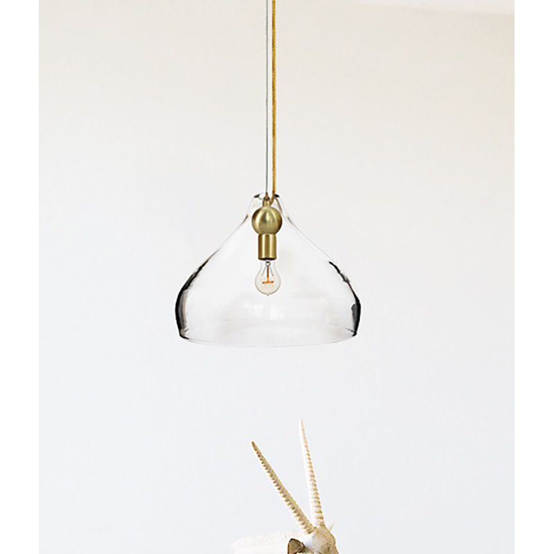 Luminaire suspendu simple à 1 lumière Ombre, Noir, Verre transparent
