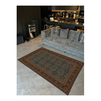 Tapis gris tissé traditionnel Mosso