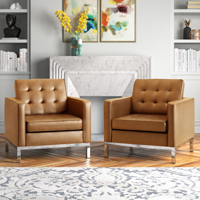 Loft Tufted Vegan Leather Armchairs -