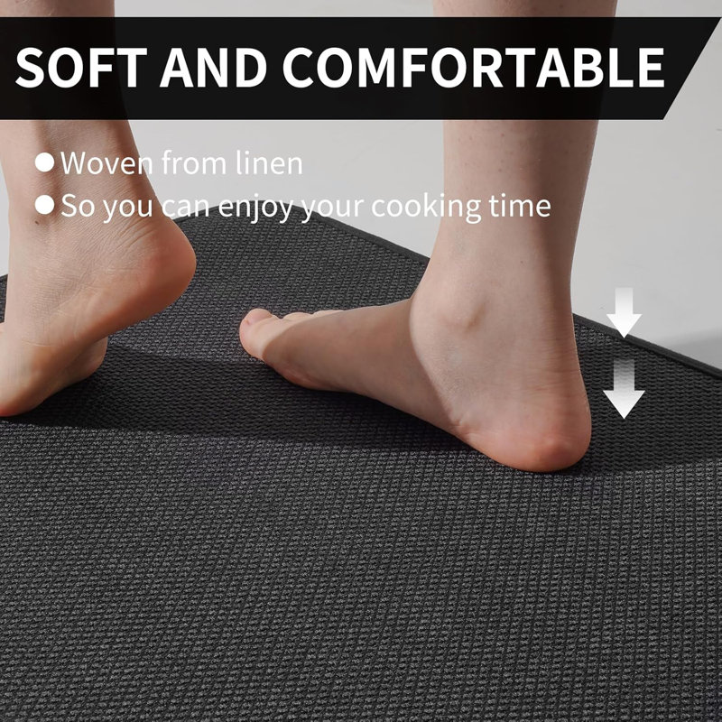 Super Absorbent Kitchen Rugs Non Slip 17"x47", Black