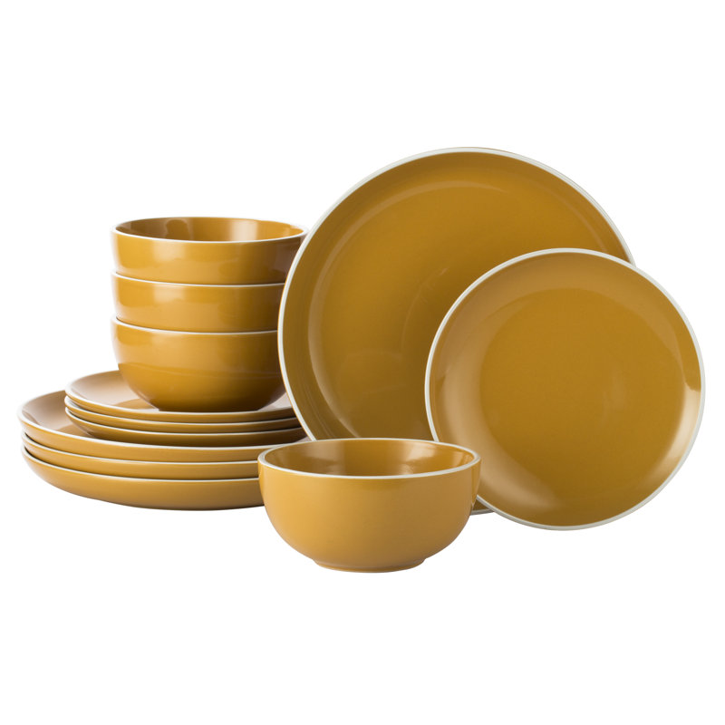 12 Piece Dinnerware Set, Service for 4, Yellow