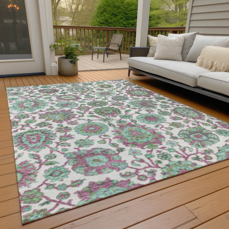 Machine Washable Indoor/Outdoor Husby ACN2187 Global Rug, Rectangle 10' x 14'