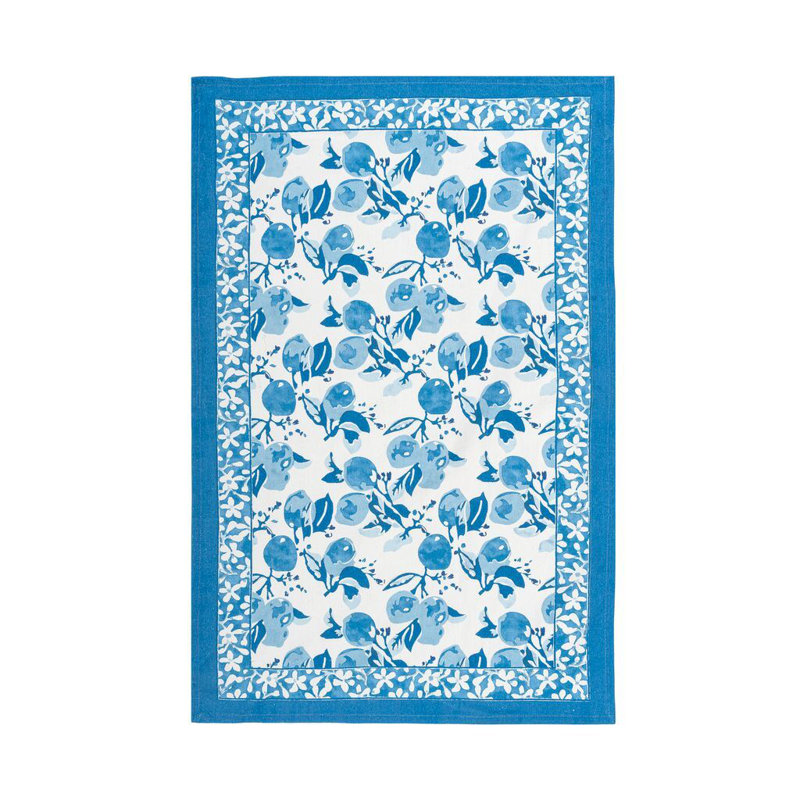 Citron Linen Floral Tea Towel, Blue