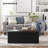 43 Inches Folding Storage Ottoman Bench With Flipping Lid, Storage Chest Footrest Padded Seat With Iron Frame Support, Black