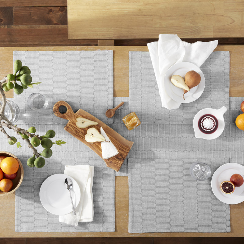 Martha Stewart Honeycomb Modern Farmhouse Table Runner, Charcoal Gray
