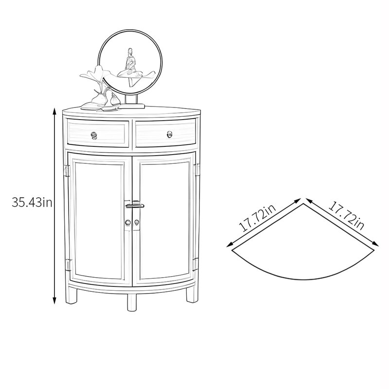 Penick, Bois brun foncé, H 35,43 po x l 17,72 po x P 17,72 po