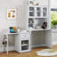 Bureau d'ordinateur polyvalent avec porte en verre, bibliothèque, huche et bureau rotatif pour le bureau à domicile ou le bureau-1451828675