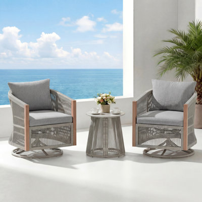 2 - Person Outdoor Swivel Rocking Seating Set With Cushions