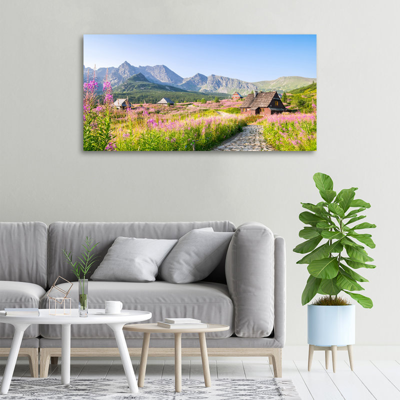Cottages In The Mountains - No Frame Print on Canvas, 50cm H x 100cm W