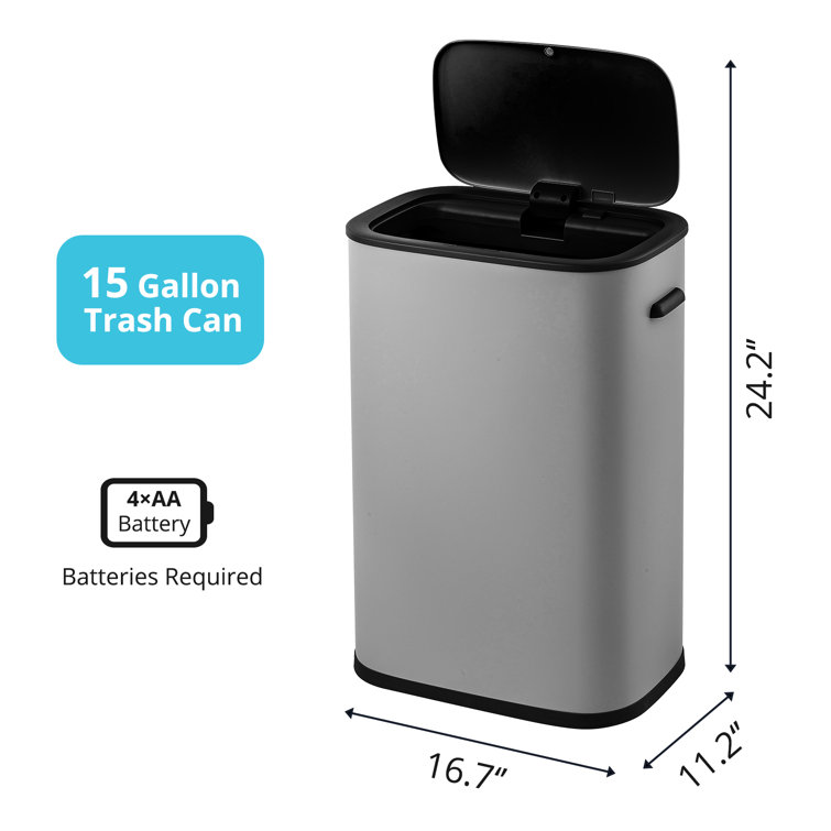 15 Gallons Aluminum Motion Sensor Trash Can