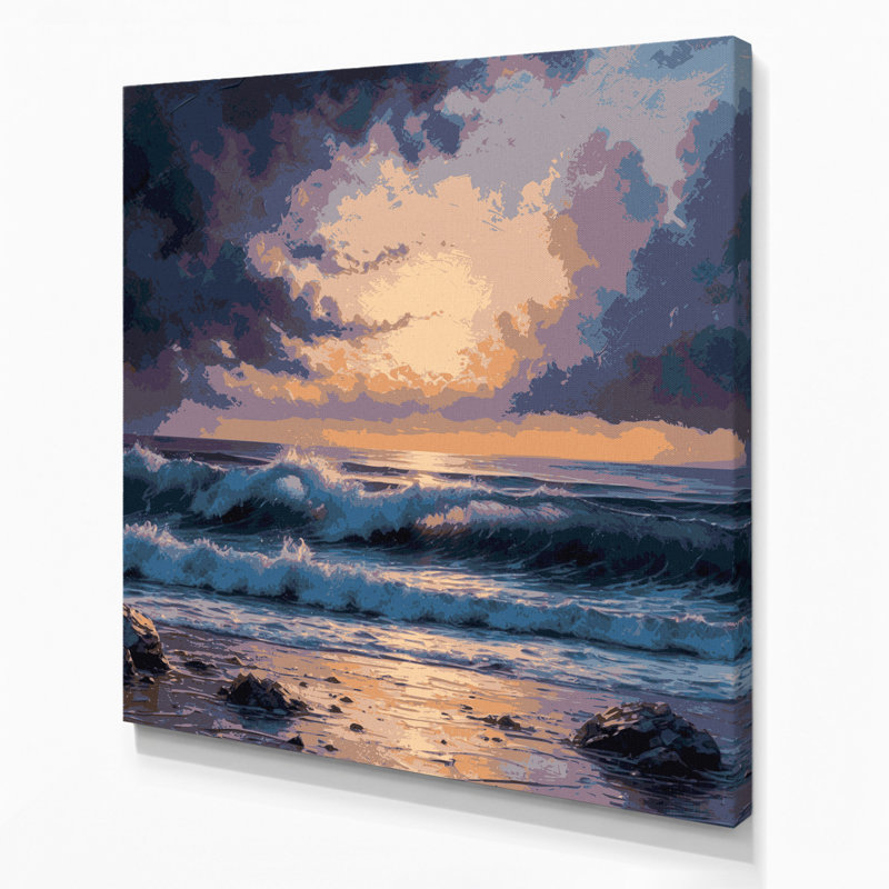 Art mural sur toile Coastal Twilight Shore, H 16 po x l 16 po