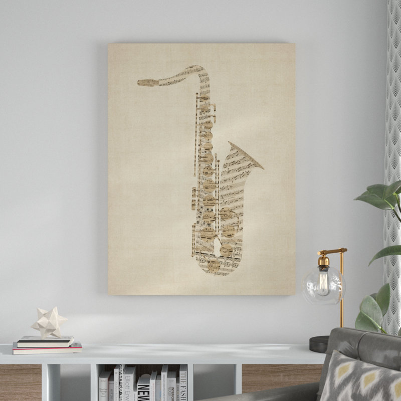 «Saxophone Old Part Music» par Michael Tompsett, impression sur toile tendue, H 32 po x l 24 po x P 2 po