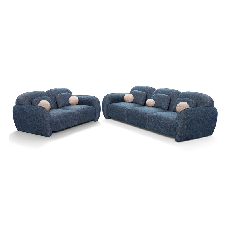 Ensemble de canapé 2 pièces Alysa, Bleu, 2