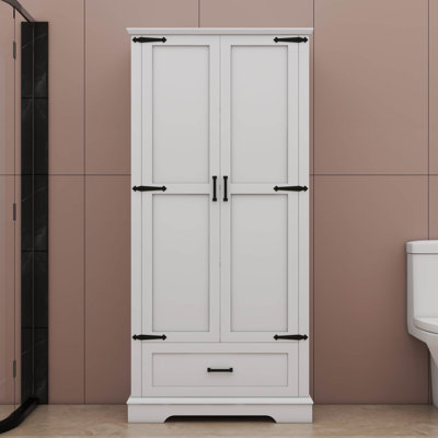 Tall Freestanding Bathroom Storage Cabinet Featuring Dual Doors One Drawer And A Customizable Shelf
