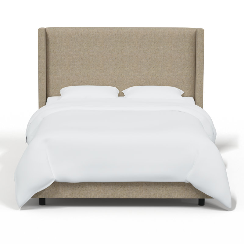 Hanson Upholstered Wingback Bed, King, Classic Sandstone Linen