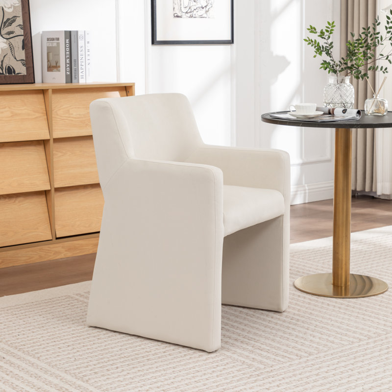 Chaise rembourrée en velours Hambrook, Beige