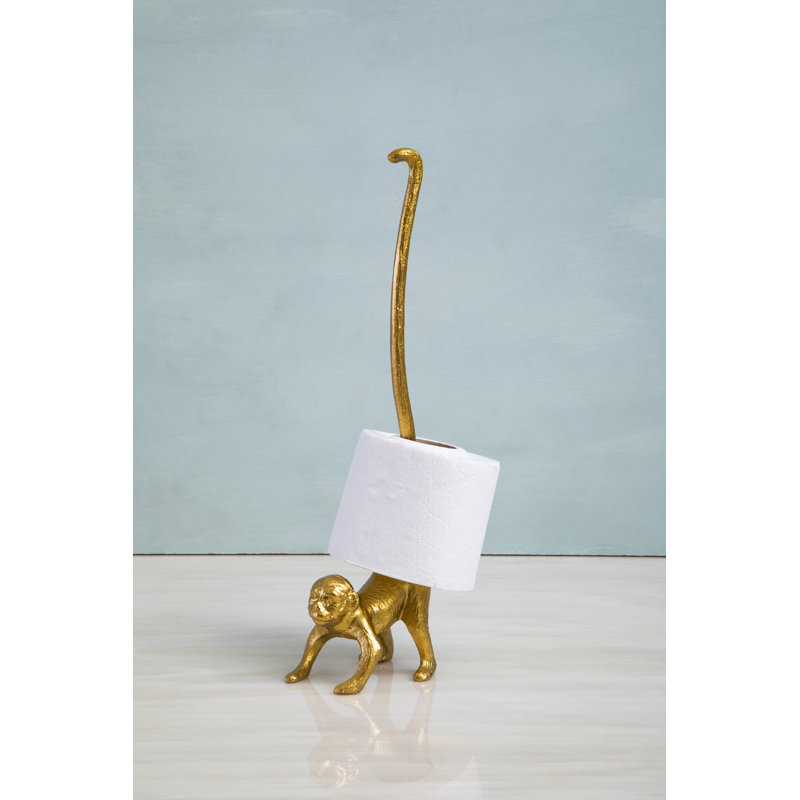 Seles Free Standing Toilet Paper Holder, Gold