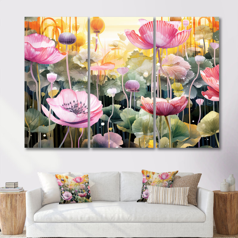 Thirsk - Ensemble d'art mural coquelicot, Toile tendue, H 32 po x l 48 po x P 1 po